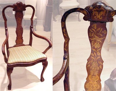 Lot 546 - Dutch Marquetry Inlaid Mahogany Armchair