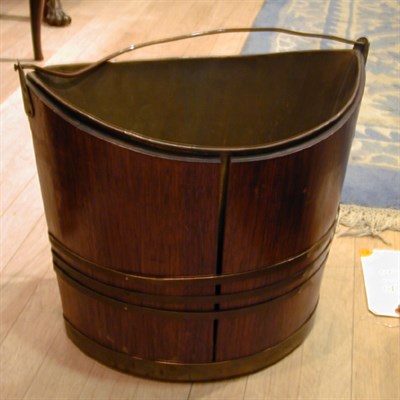 Lot 556 - Georgian Style Brass Bound Mahogany Peat Bucket