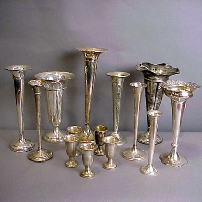 Lot 427 - Group of Sterling Silver Vases Approximately...
