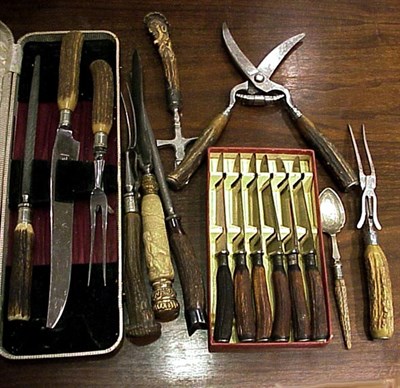 Lot 440 - Group of Bone, Antler and Ivory Handled...