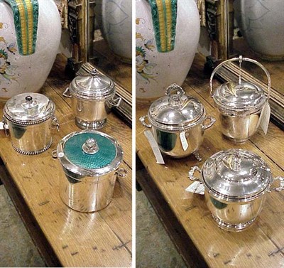 Lot 451 - Five Silver Plated Ice Buckets and One...
