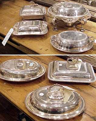 Lot 454 - Group of Seven Silver Plated Covered Entree...