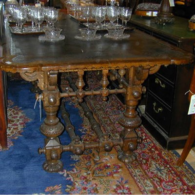 Lot 433 - Victorian Gothic Style Leather Inset Oak...