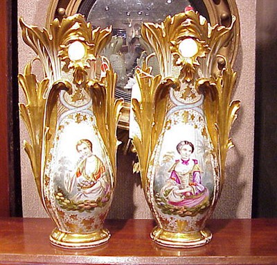 Lot 376 - Two Porcelain Gilt-Decorated Vases with...