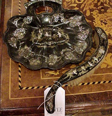 Lot 496A - Victorian Papier Mache Dust Pan and Brush