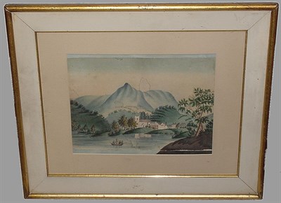 Lot 1 - 19th Century School LAKE SCENE WITH VILLAGE...