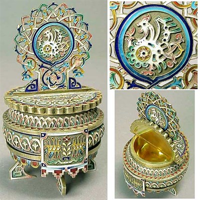 Lot 295 - Russian Silver Gilt and Enamel Master Salt...