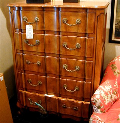Lot 640 - Louis XV Style Fruitwood Tall Chest of Drawers