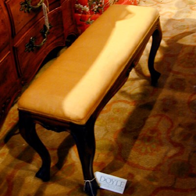 Lot 645 - Louis XV Style Fruitwood Upholstered Bench