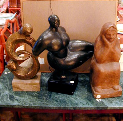 Lot 649 - Group of Three Patinated-Metal and Plaster...