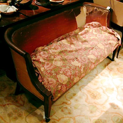 Lot 656 - Empire Style Upholstered Walnut Sofa