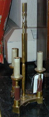 Lot 659 - Louis XVI Style Brass and Wood Bouillotte Lamp