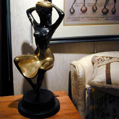 Lot 685 - Brass and Painted Metal Sculpture of a Woman