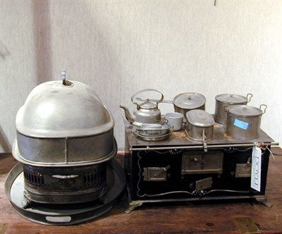 Lot 711 - Group of Tin Articles including a Miniature Stove
