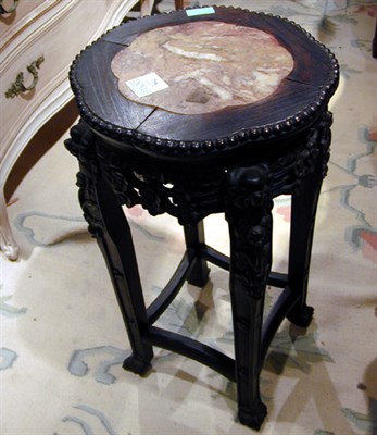 Lot 714 - Chinese Hardwood Marble Inset Plant Stand