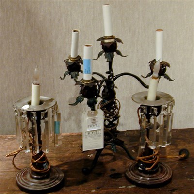 Lot 731 - Group of Three Metal and Wood Lamps