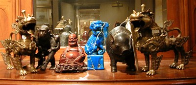 Lot 748 - Group of Six Asian Style Metal, Wood and...