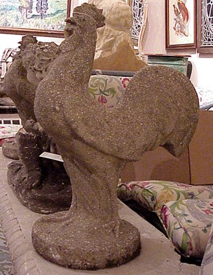 Lot 792 - Pair of Cast Stone Cockerels