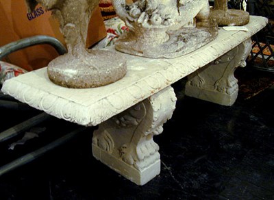 Lot 794 - Two Cast Stone Benches and Two Cast Stone Low...