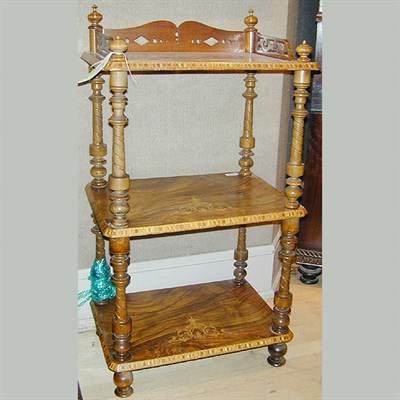 Lot 452 - Pair of Victorian Inlaid Walnut Three-Tier...