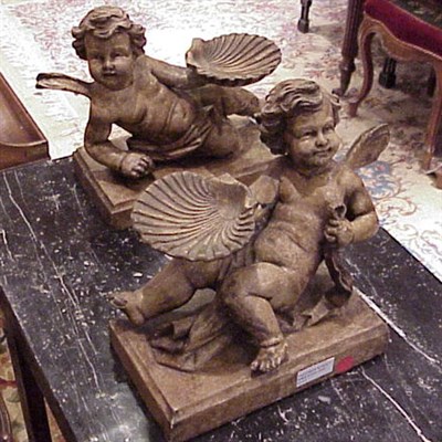 Lot 416 - Pair of Louis XV Style Plaster Cherubs DO NOT...