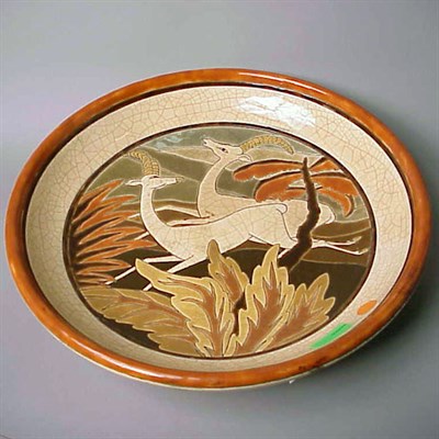 Lot 209 - Longwy Pottery Bowl Decorated in cloisonne...