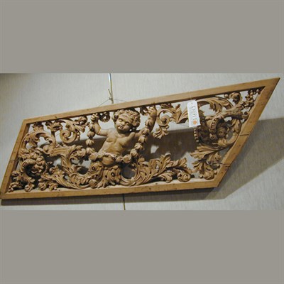 Lot 638 - Rococo Style Painted Carved Wood Panel...