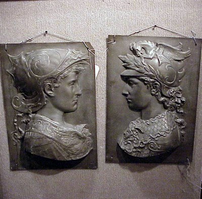 Lot 158 - Pair of Neoclassical Style Cast Metal Reliefs...