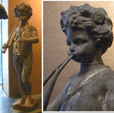 Lot 633 - Lead Garden Sculpture Depicting pan playing...