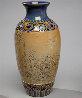 Lot 141 - Doulton Lambeth Pottery Vase Decorated by...