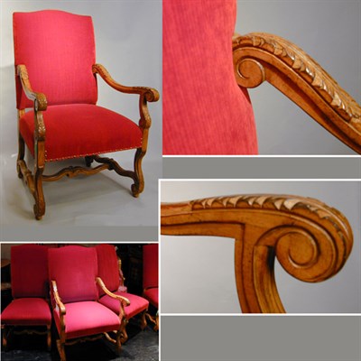 Lot 484 - Set of Eight Baroque Style Carved Fruitwood...