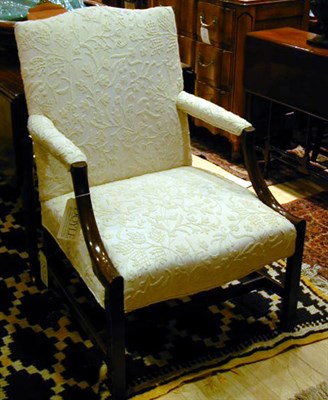 Lot 307A - Georgian Style Upholstered Mahogany Armchair