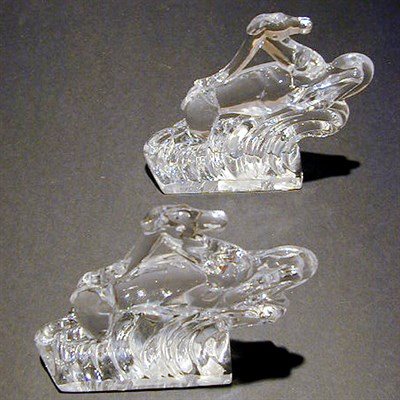 Lot 214 - Pair of Steuben Glass Antelopes Signed. Height...
