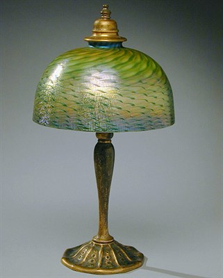 Lot 255 - Tiffany Studios Favrile Glass and Bronze Lamp...