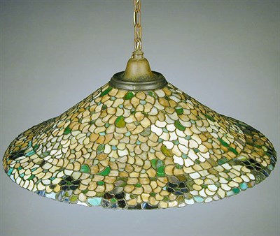 Lot 182 - Handel Hanging Lamp With an overall floral...