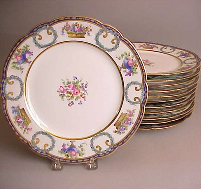 Lot 564 - Set of Twelve Sevres Style Porcelain Luncheon...