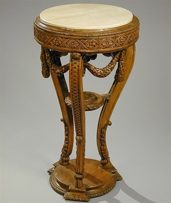 Lot 392 - Louis XVI Style Carved Wood Pedestal The inset...
