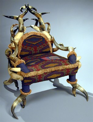 Lot 482 - Victorian Horn Armchair Upholstered in...