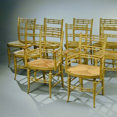Lot 145 - Set of Ten Painted Fancy Chairs Probably New...
