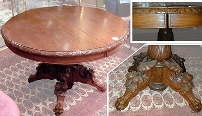 Lot 647 - Victorian Oak Dining Table The circular top...