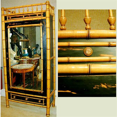 Lot 426 - Victorian Bamboo Turned Armoire With a simple...