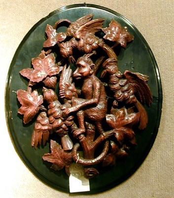 Lot 416 - Black Forest Carved Wood Plaque Depicting a...