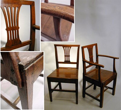 Lot 643 - Set of Six Victorian Oak Dining Chairs Each...