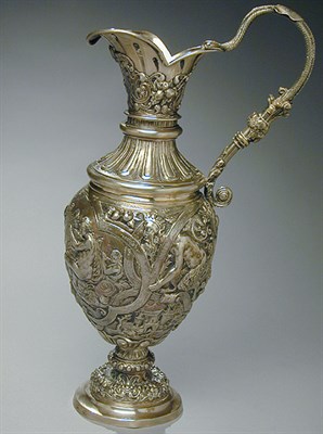 Lot 286 - Continental Silver Ewer Of ovoid form, with a...