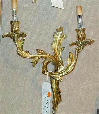 Lot 405 - Pair of Louis XV Style Gilt-Bronze Two-Light...