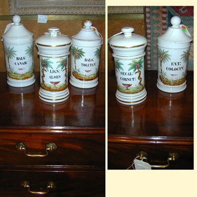 Lot 331 - Set of Five Paris Porcelain Apothecary Jars