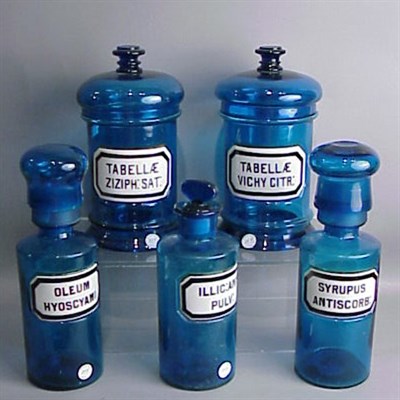 Lot 349 - Set of Five French Glass Apothecary Jars