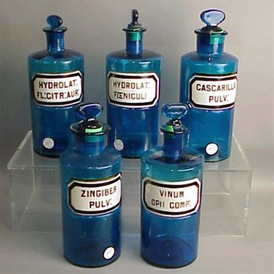 Lot 347 - Set of Five French Glass Apothecary Jars