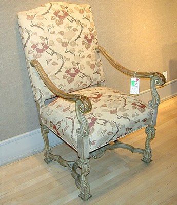 Lot 547 - Pair of Louis XIV Style Painted Armchairs