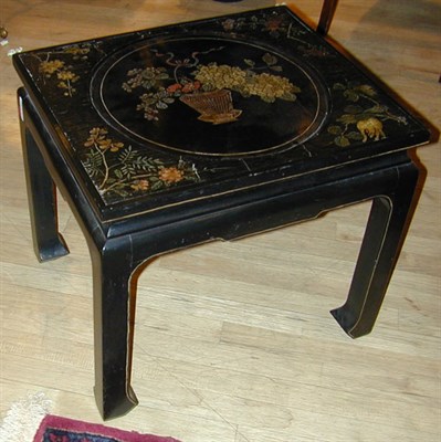 Lot 354 - Oriental Style Lacquered Low Table with Floral...